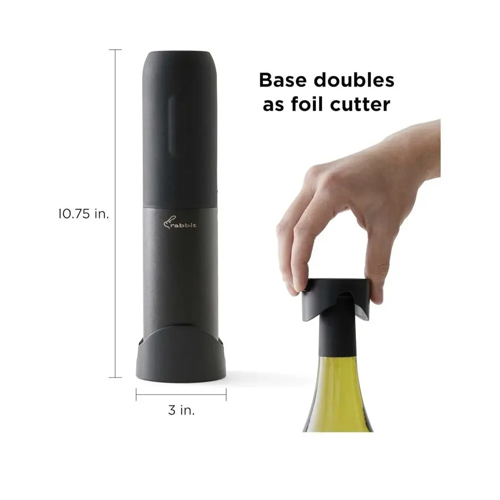 Rabbit Electric Corkscrew with Foil Cutter Base & Rabbit Wine Pourer Bundle